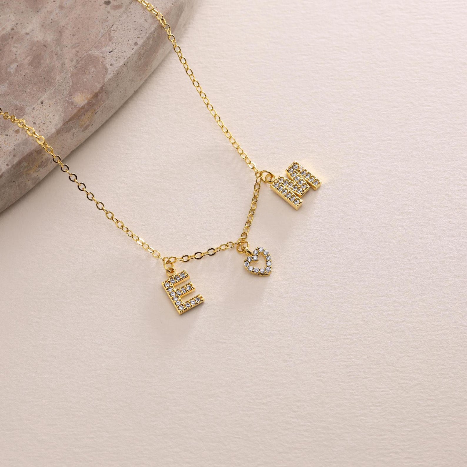 Two Initials Heart Necklace