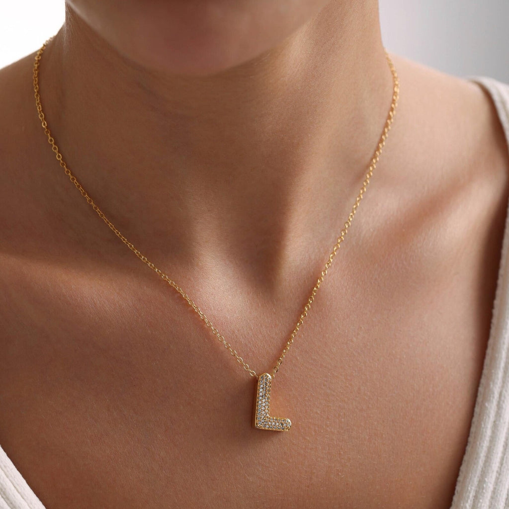 3D Bubble Initial Necklace