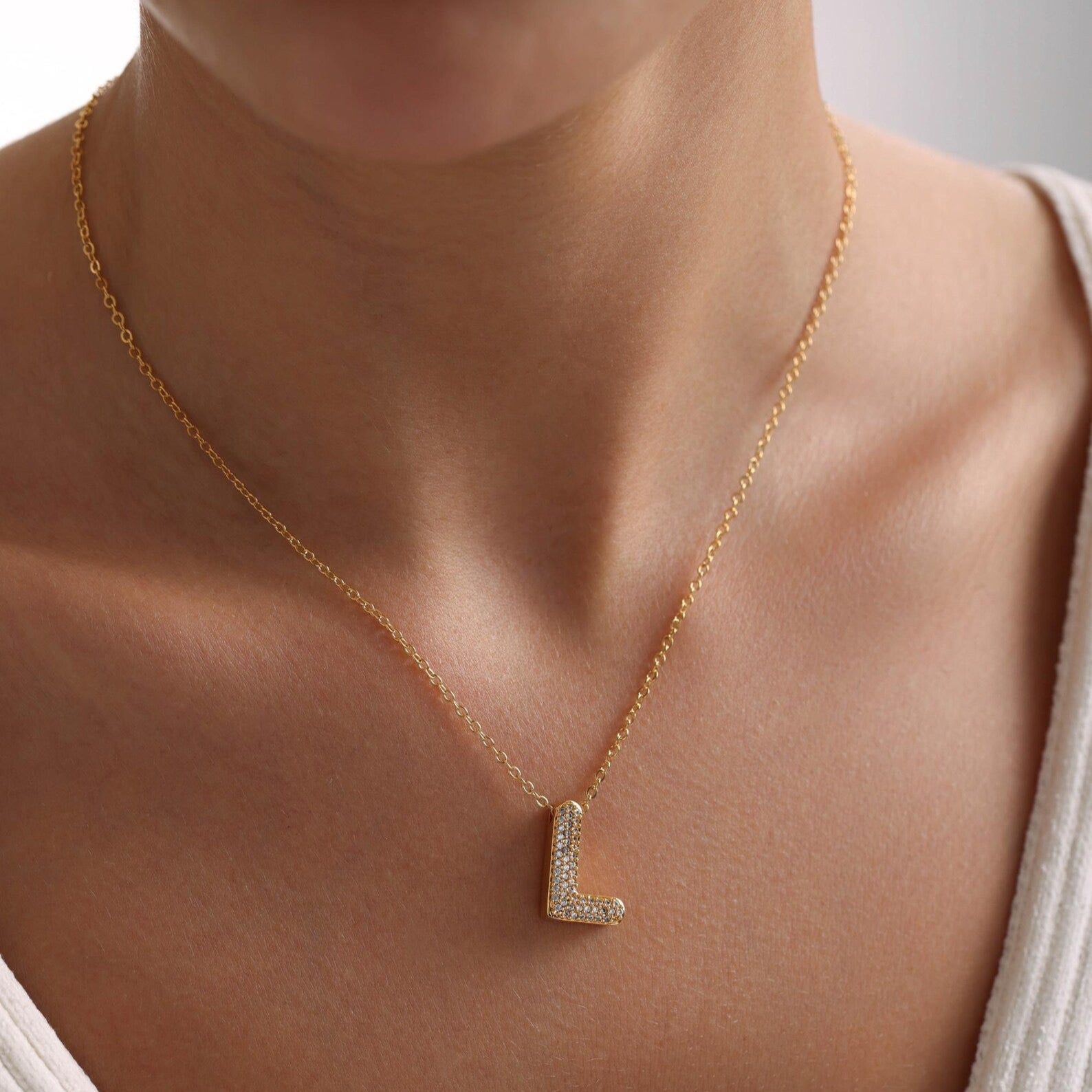 3D Bubble Initial Necklace