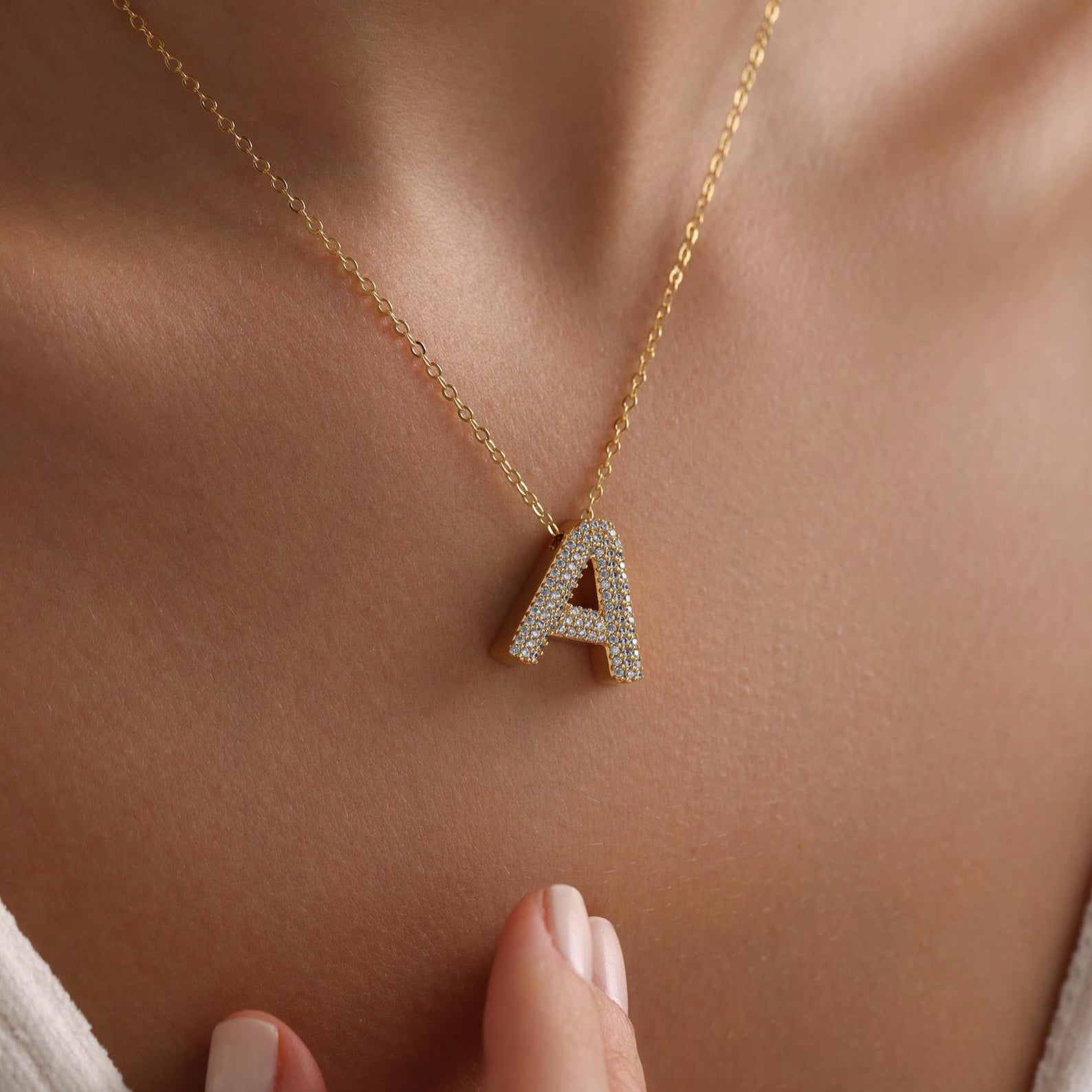 3D Bubble Initial Necklace
