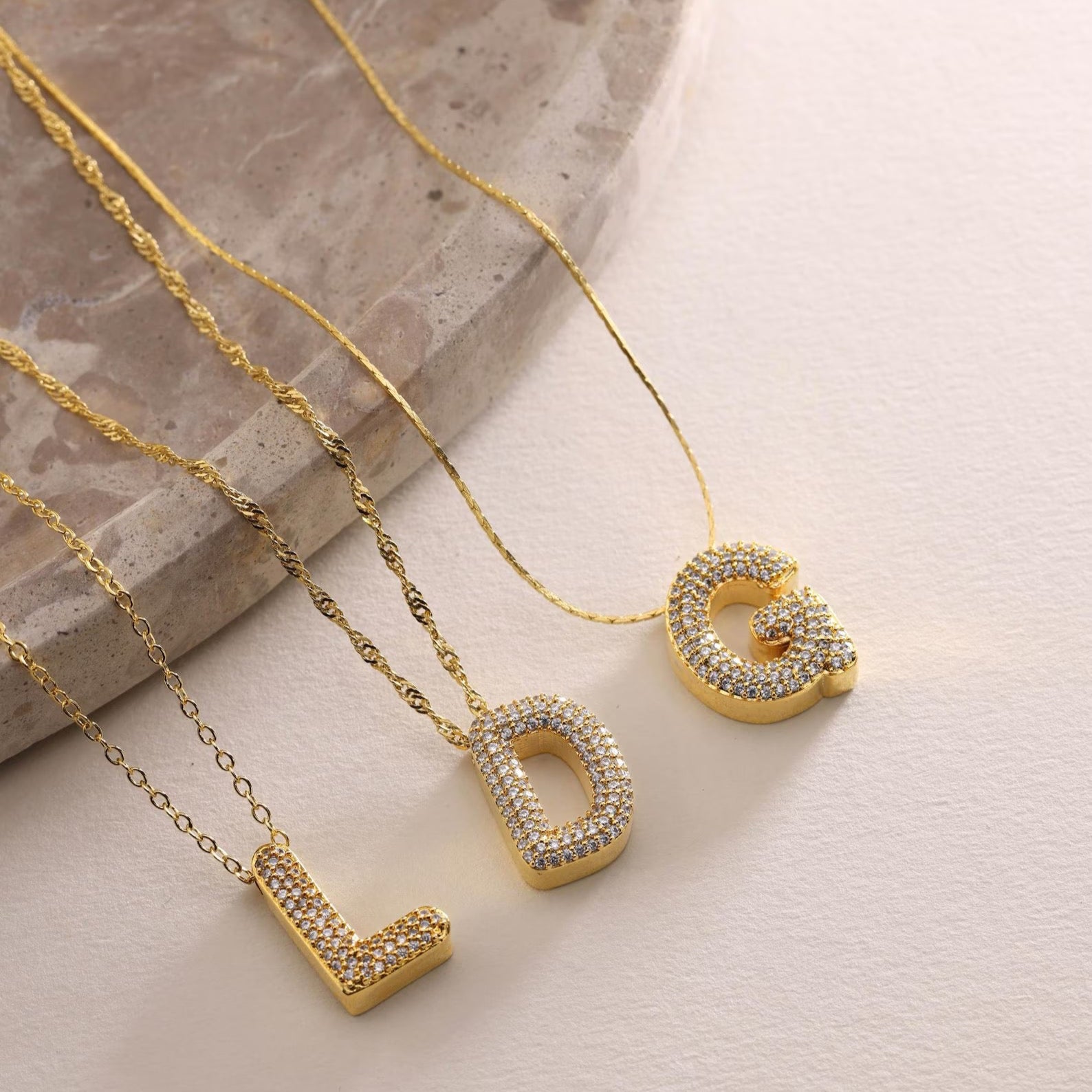 3D Bubble Initial Necklace