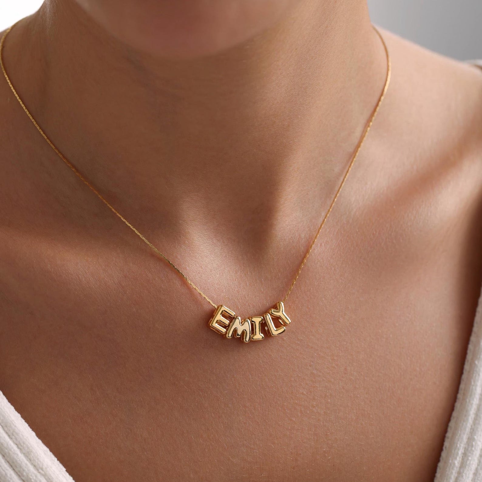 Tiny Balloon Name Necklace