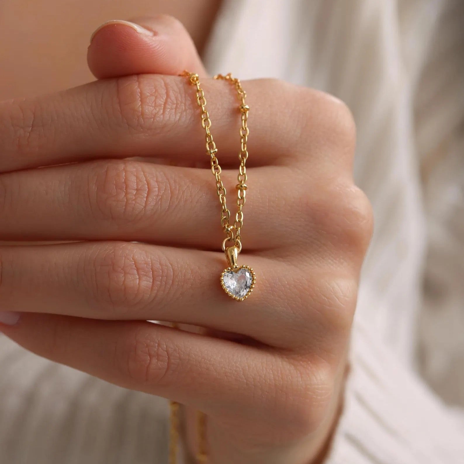 Tiny Heart Birthstone Necklace