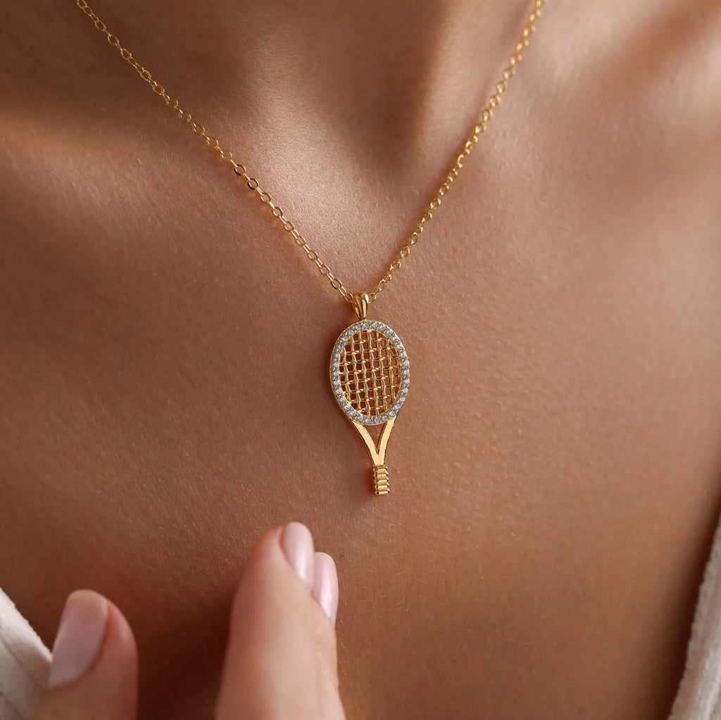Dainty Racket Pave Necklace
