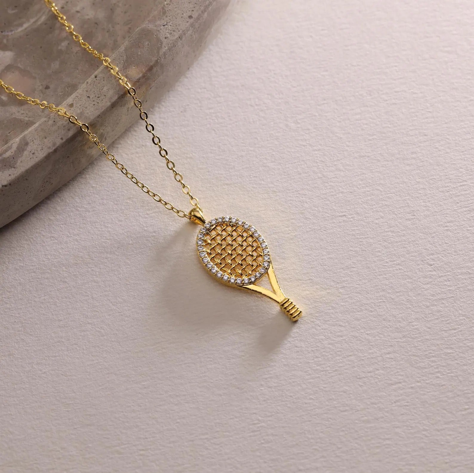 Dainty Racket Pave Necklace
