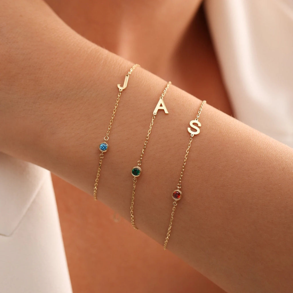 Birthstone Initial Bracelet