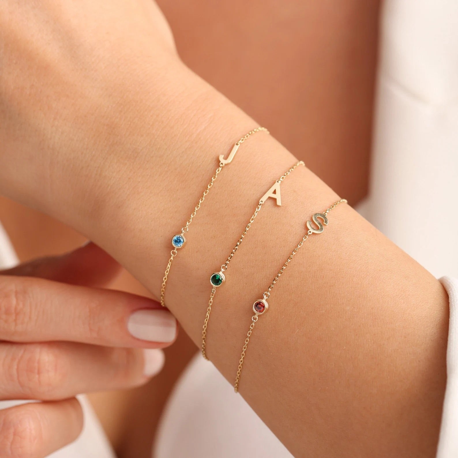 Birthstone Initial Bracelet