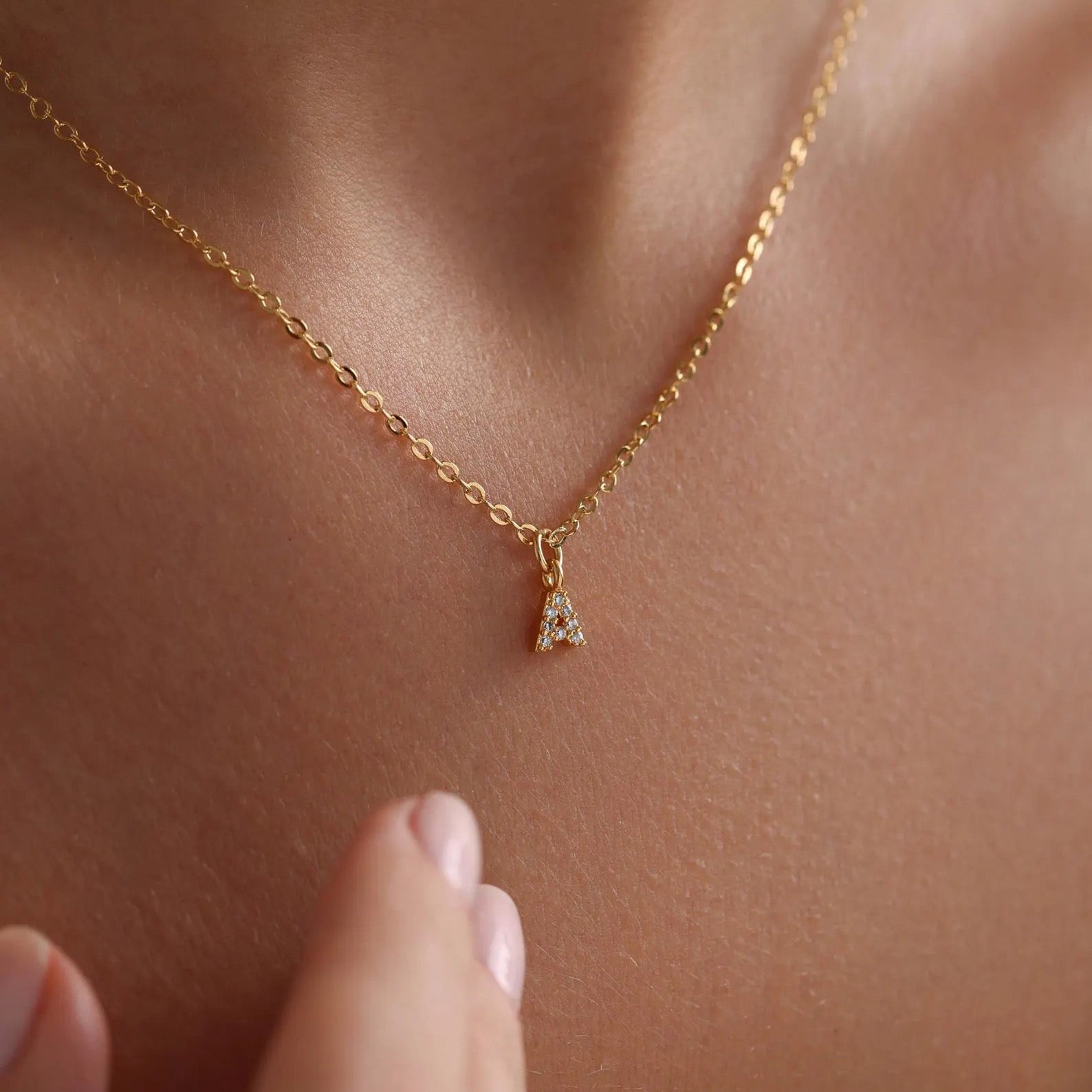 Mini Initial Pave Necklace