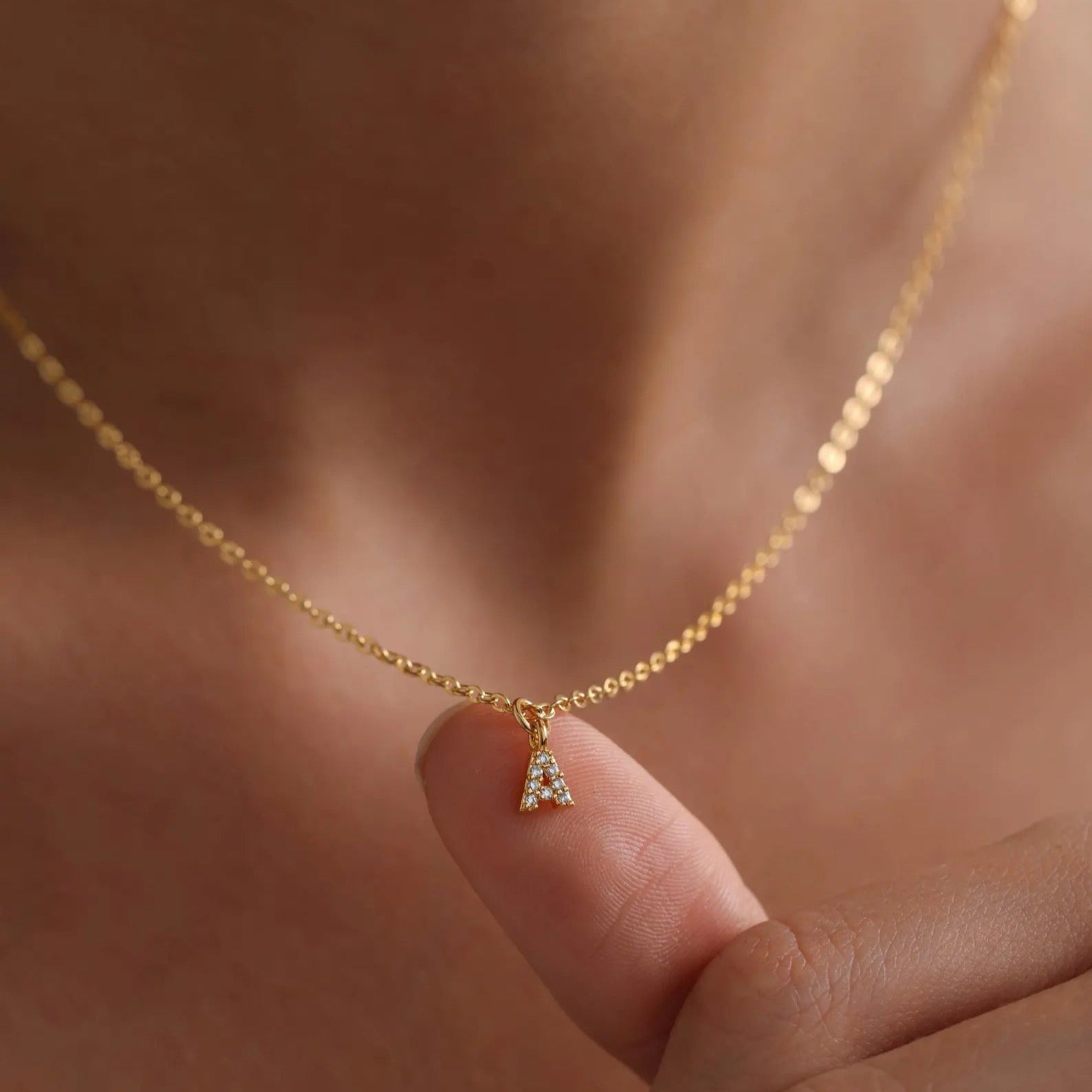 Mini Initial Pave Necklace
