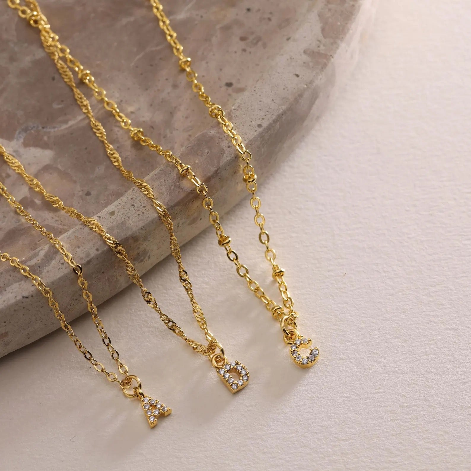 Mini Initial Pave Necklace