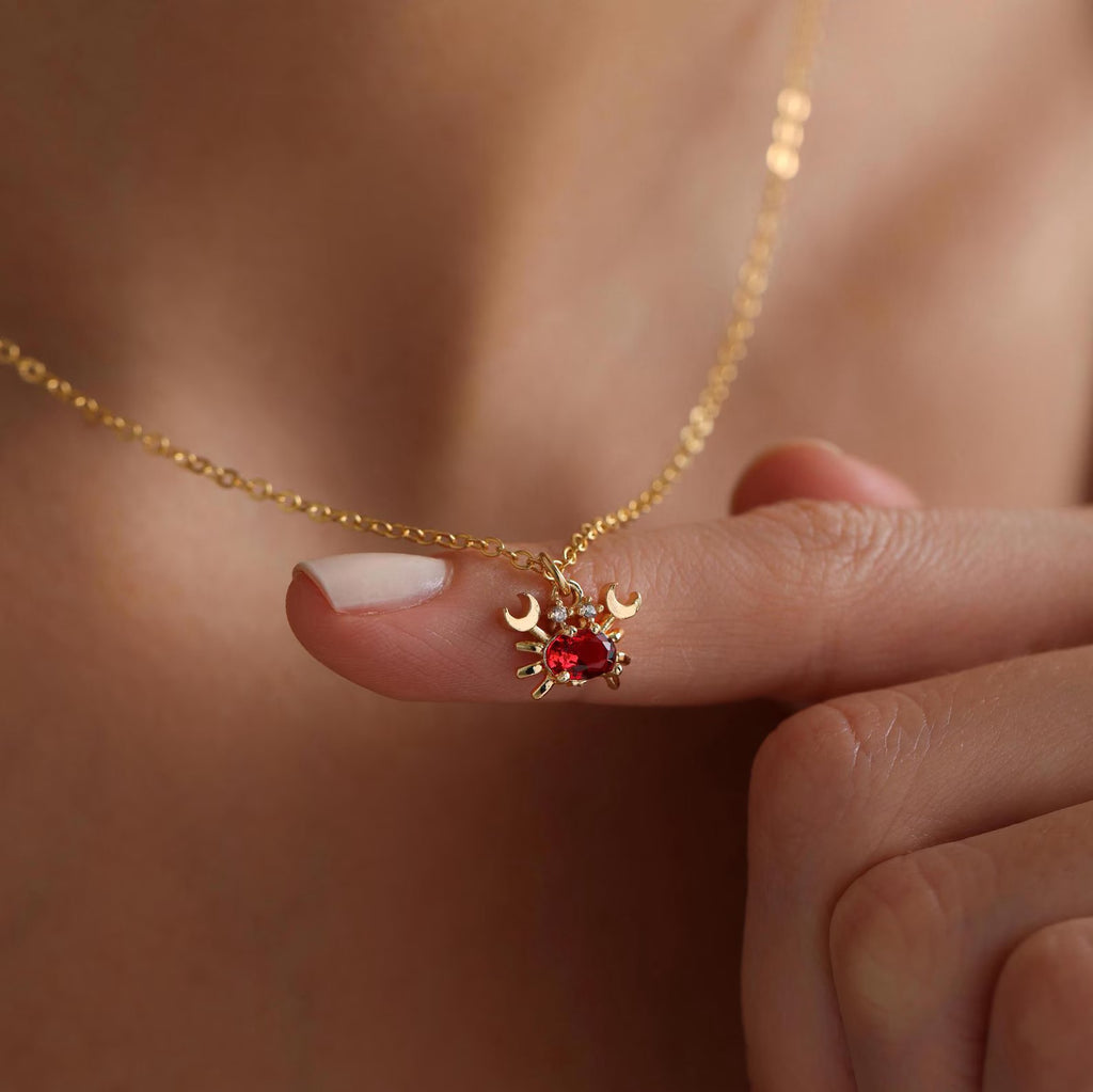 Garnet Crab Necklace