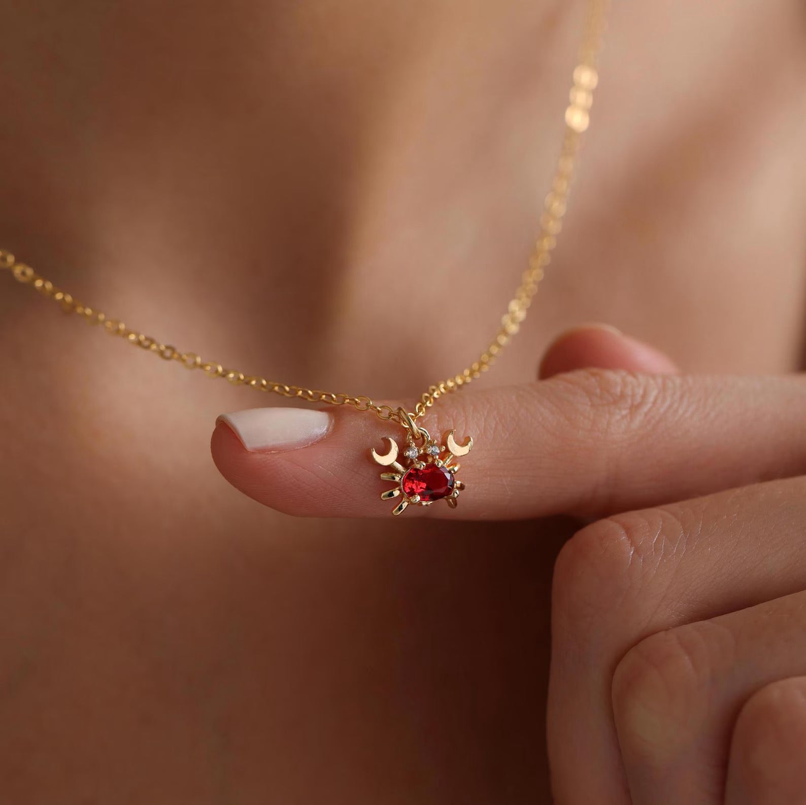Garnet Crab Necklace