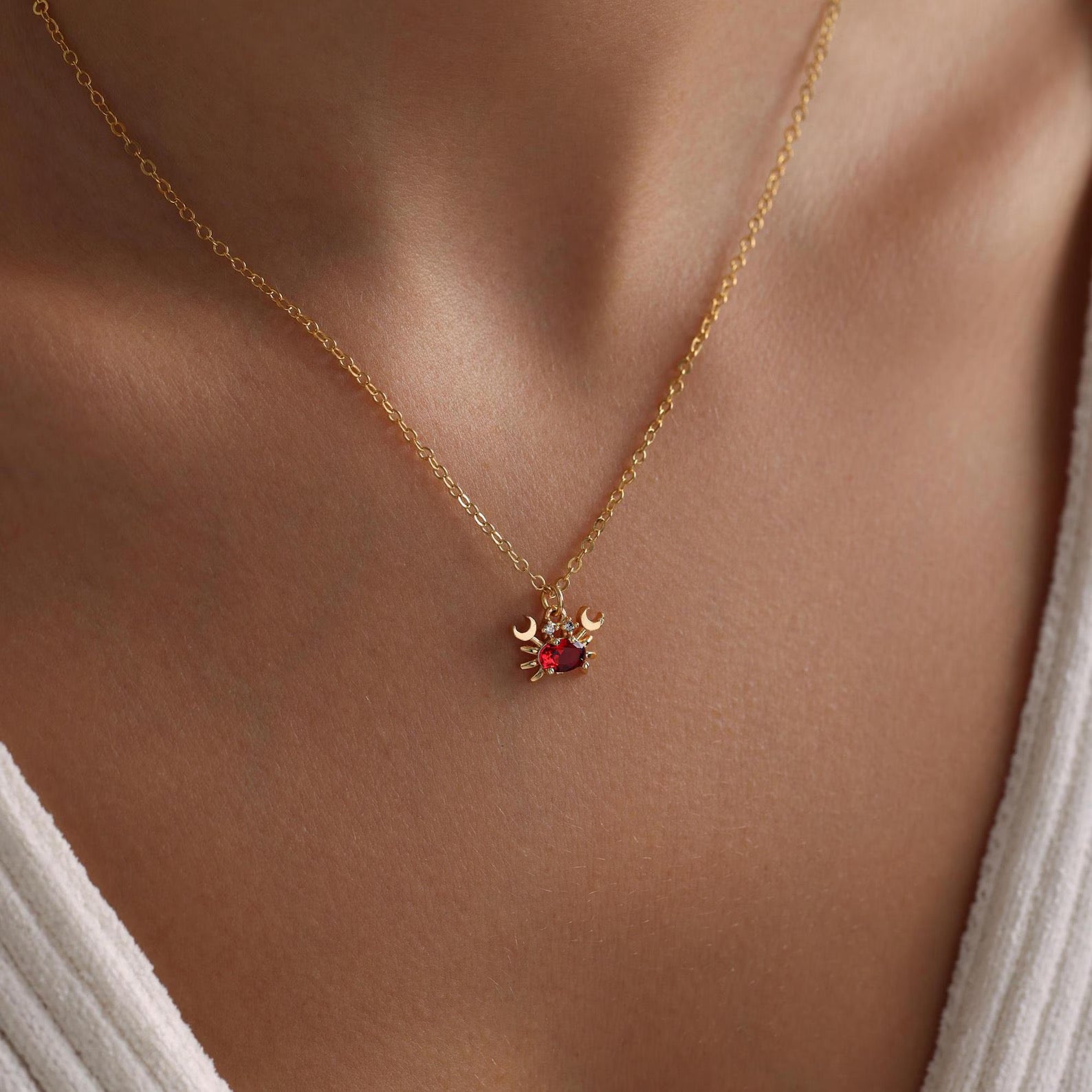 Garnet Crab Necklace