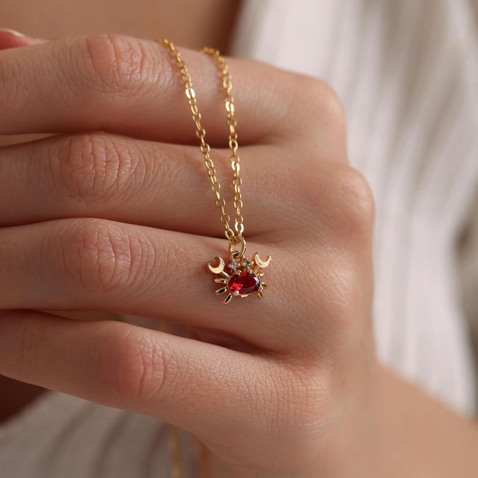 Garnet Crab Necklace