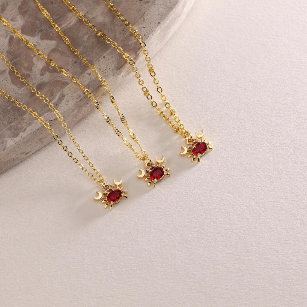 Garnet Crab Necklace