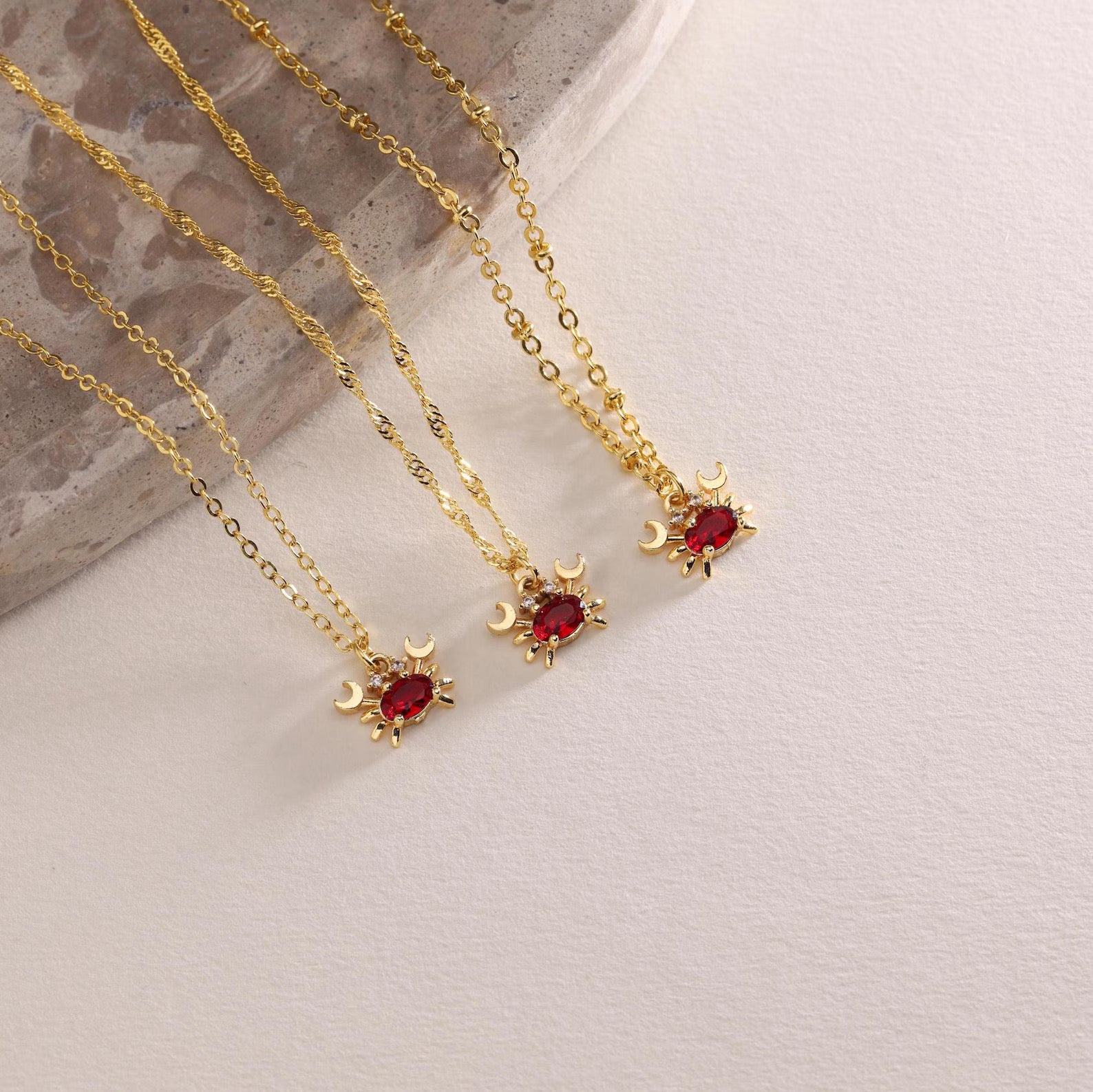 Garnet Crab Necklace