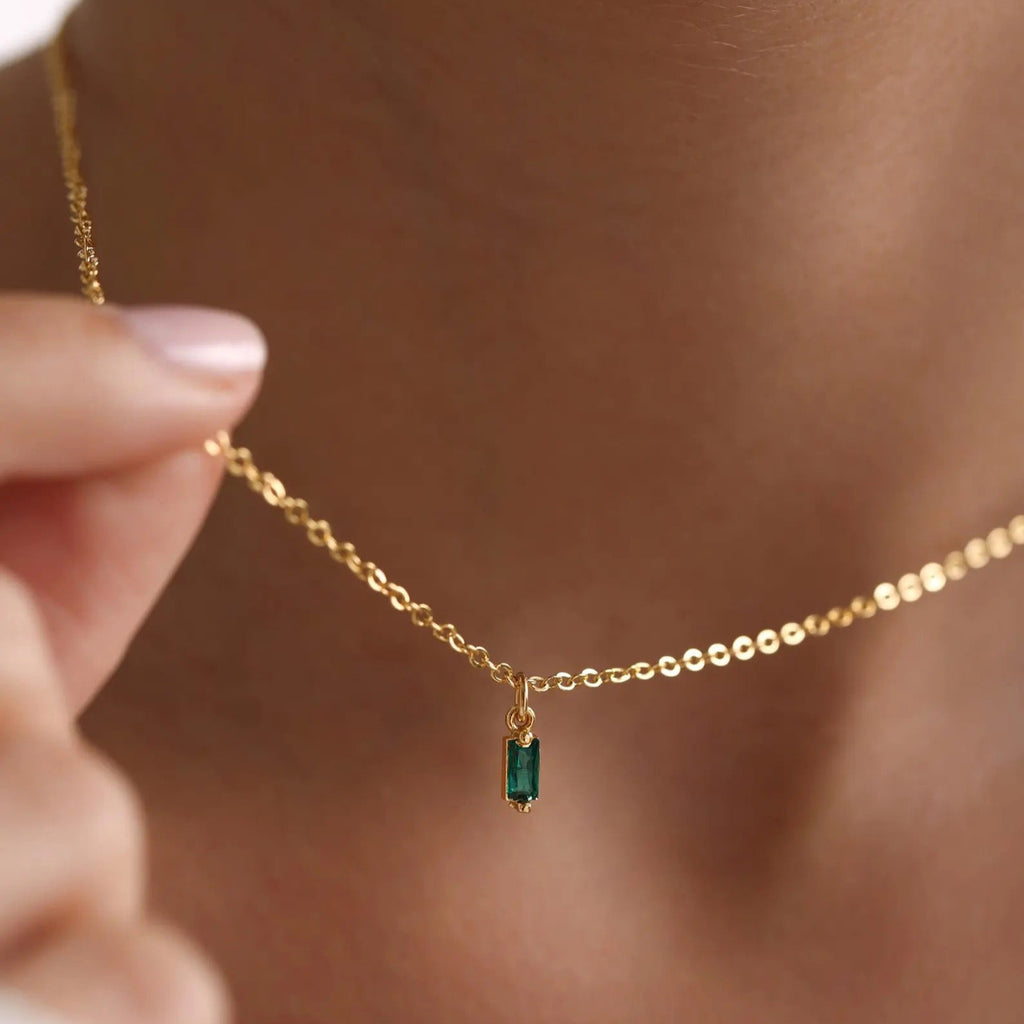 Baguette Birthstone Necklace