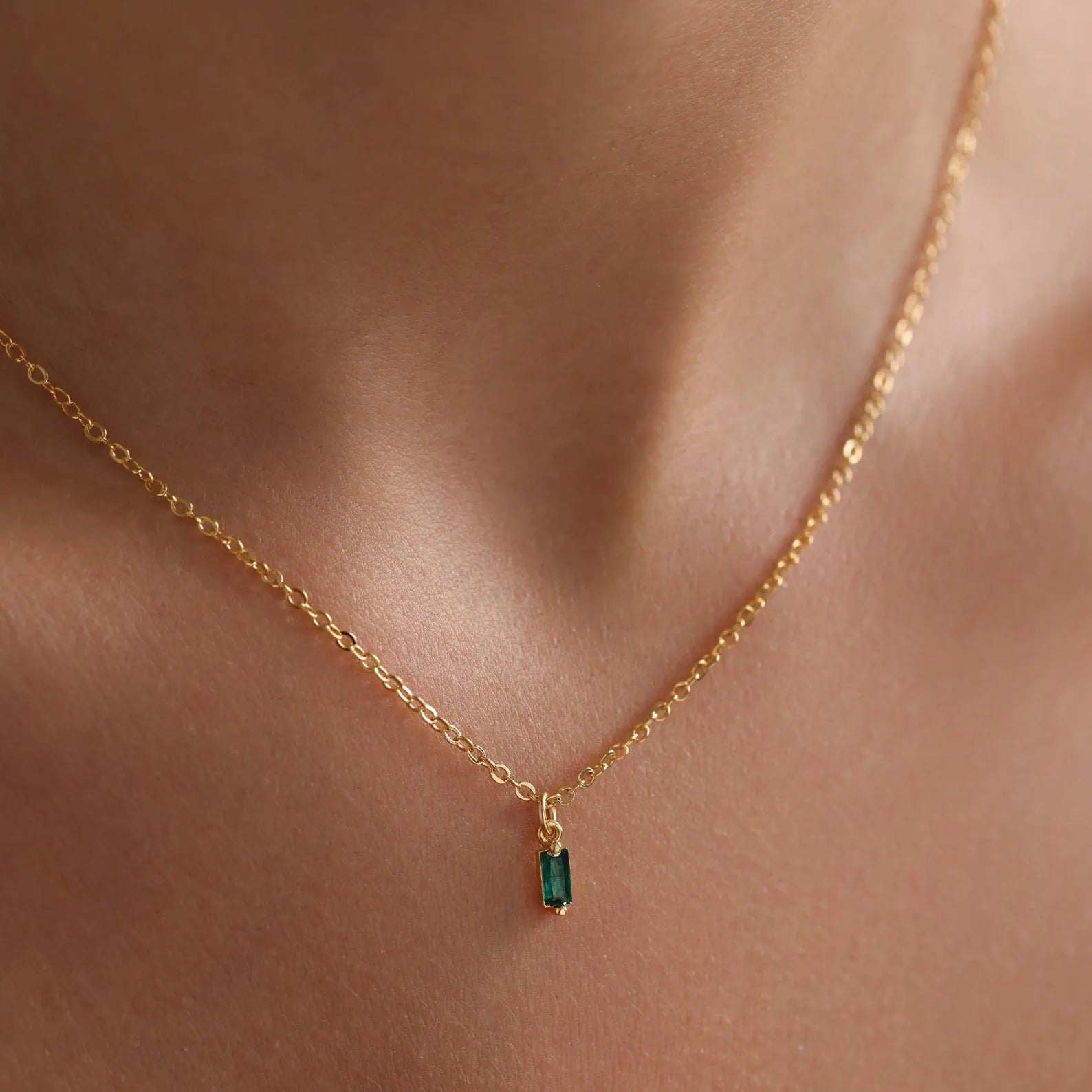 Baguette Birthstone Necklace