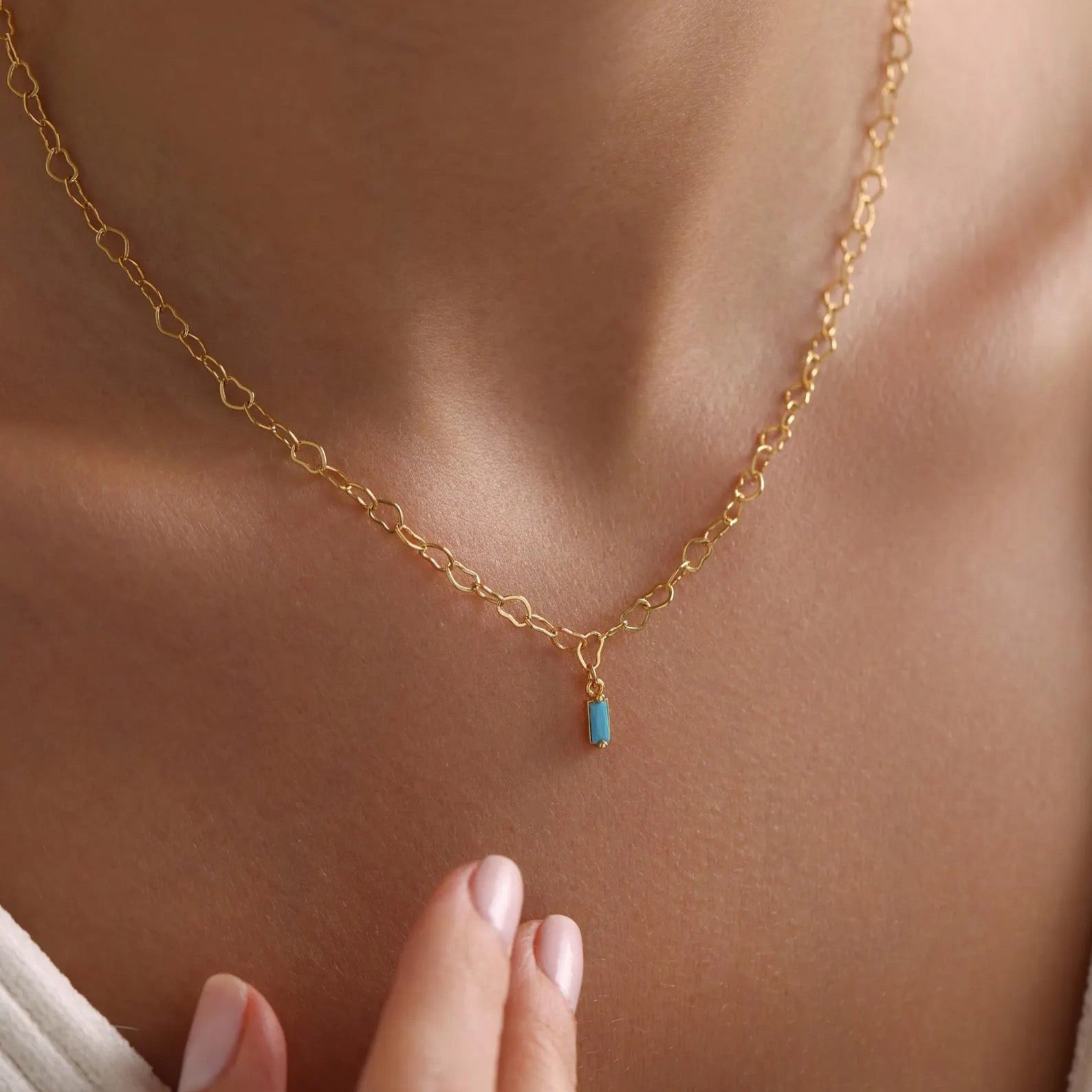 Baguette Birthstone Necklace