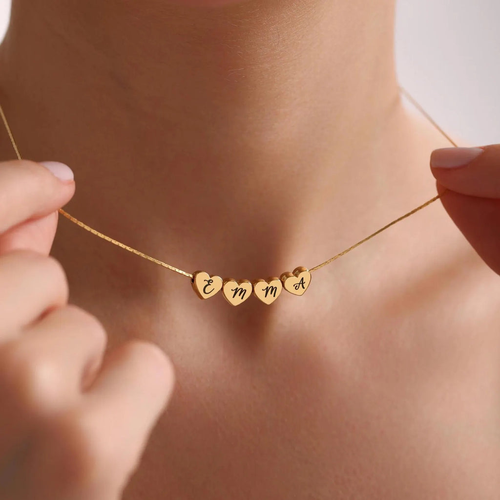 Heartbeats of Gold Name Necklace
