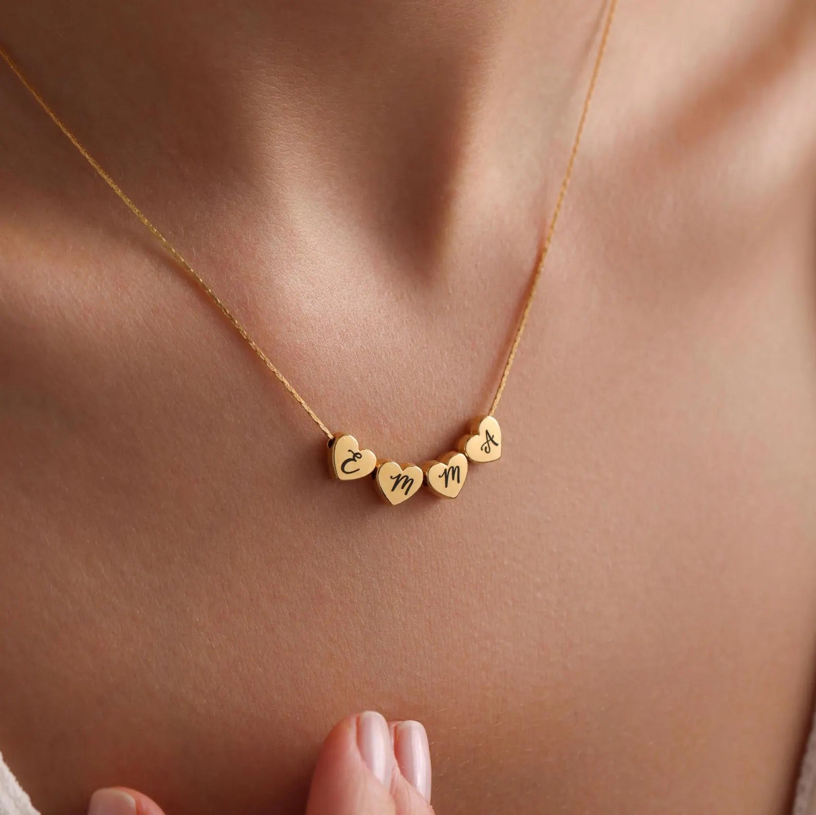 Heartbeats of Gold Name Necklace