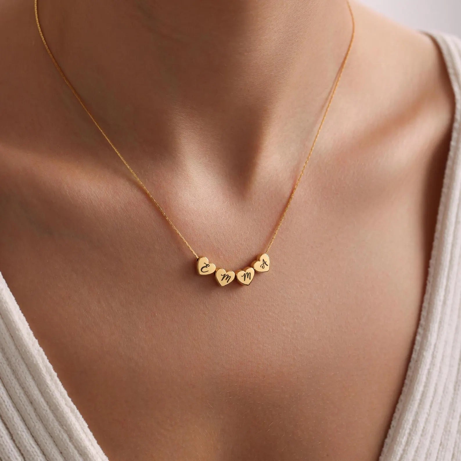 Heartbeats of Gold Name Necklace