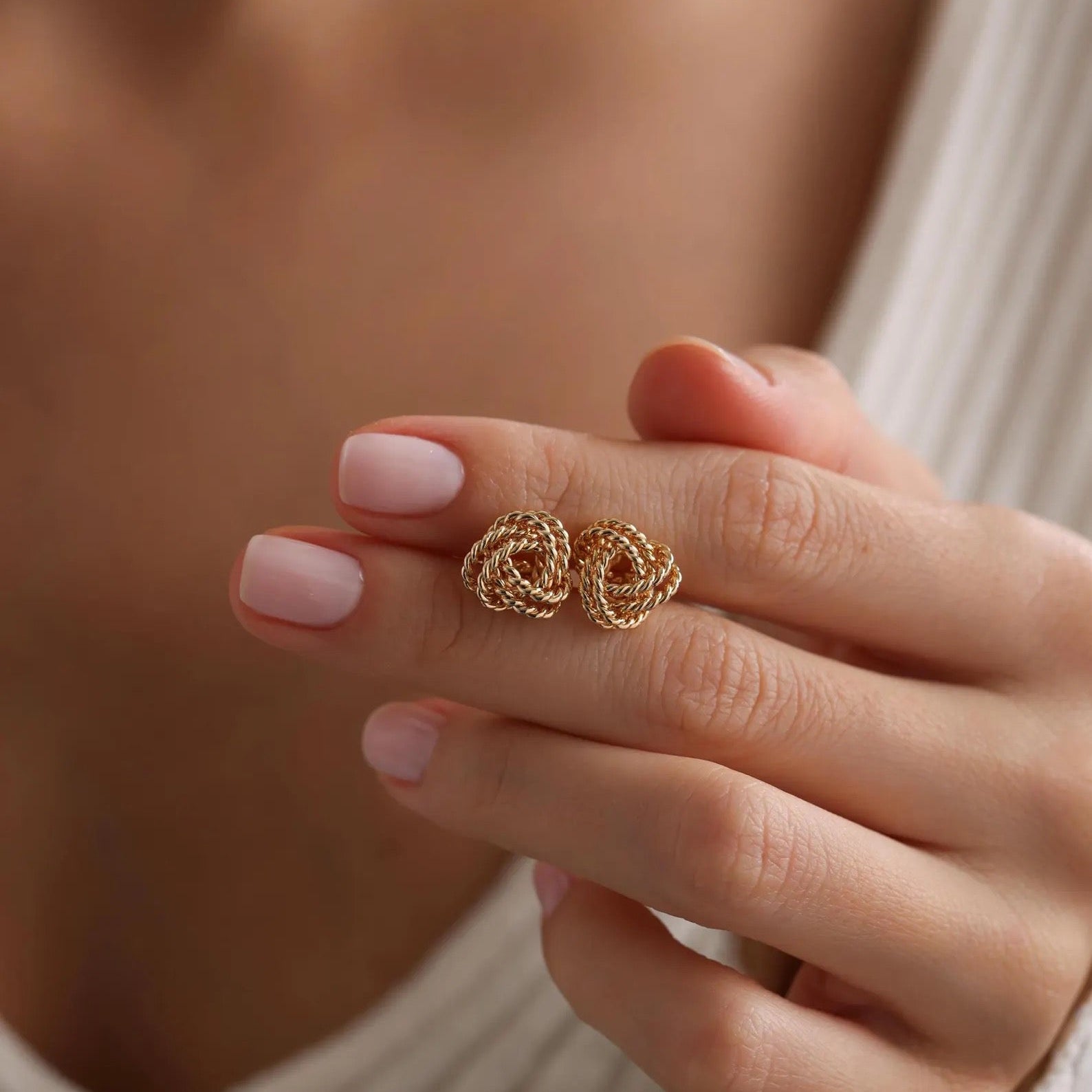 Tiny Gold Knot Earrings