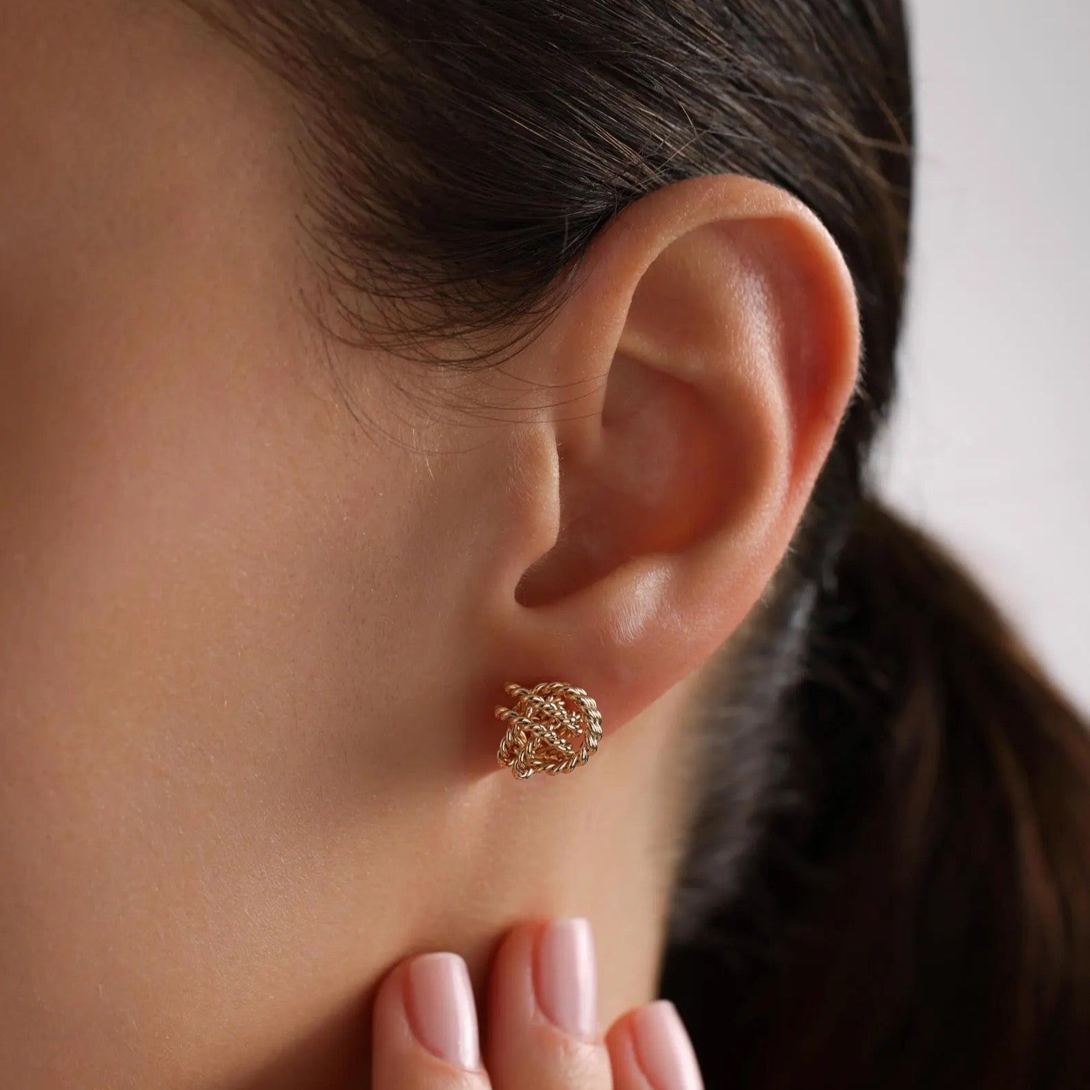 Tiny Gold Knot Earrings