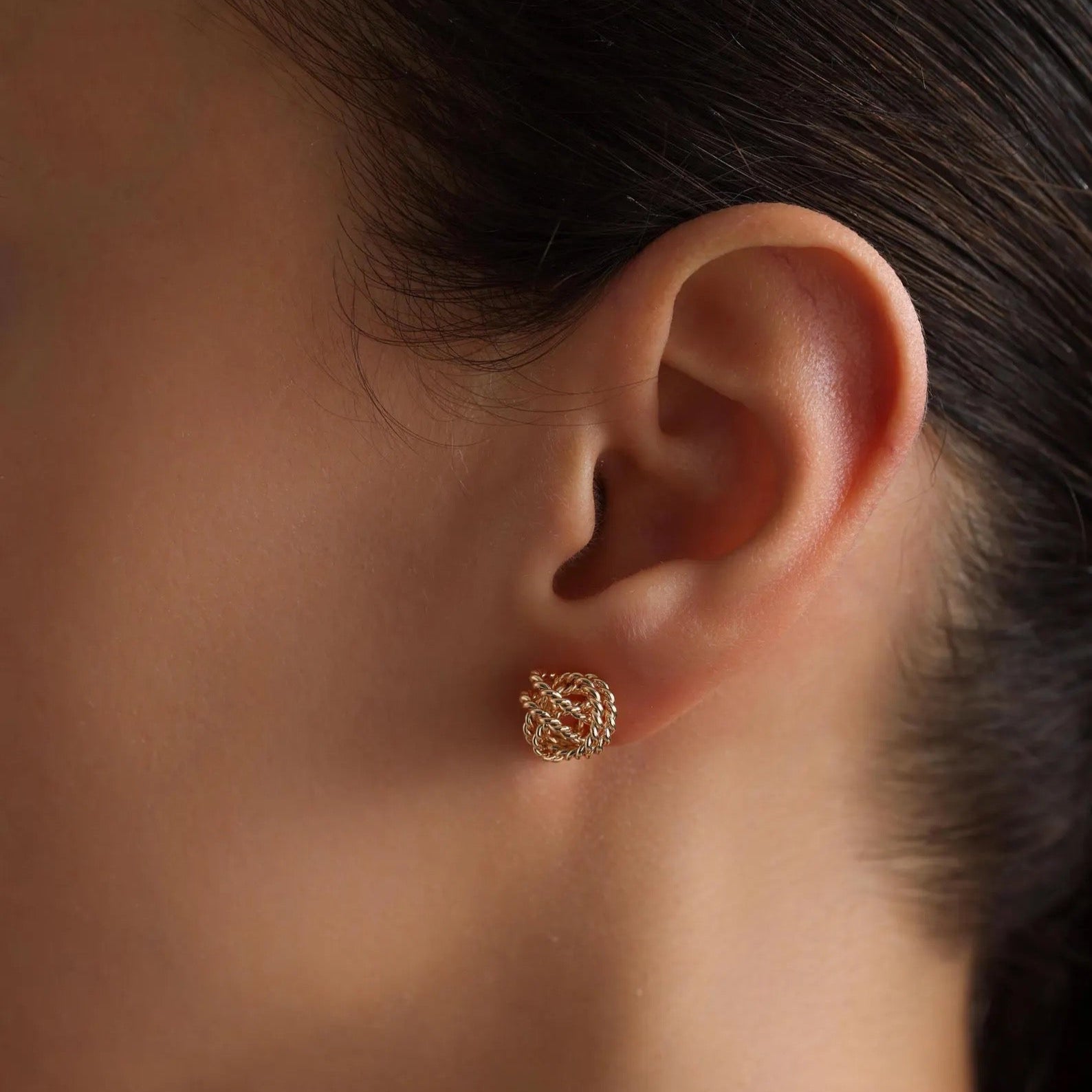 Tiny Gold Knot Earrings