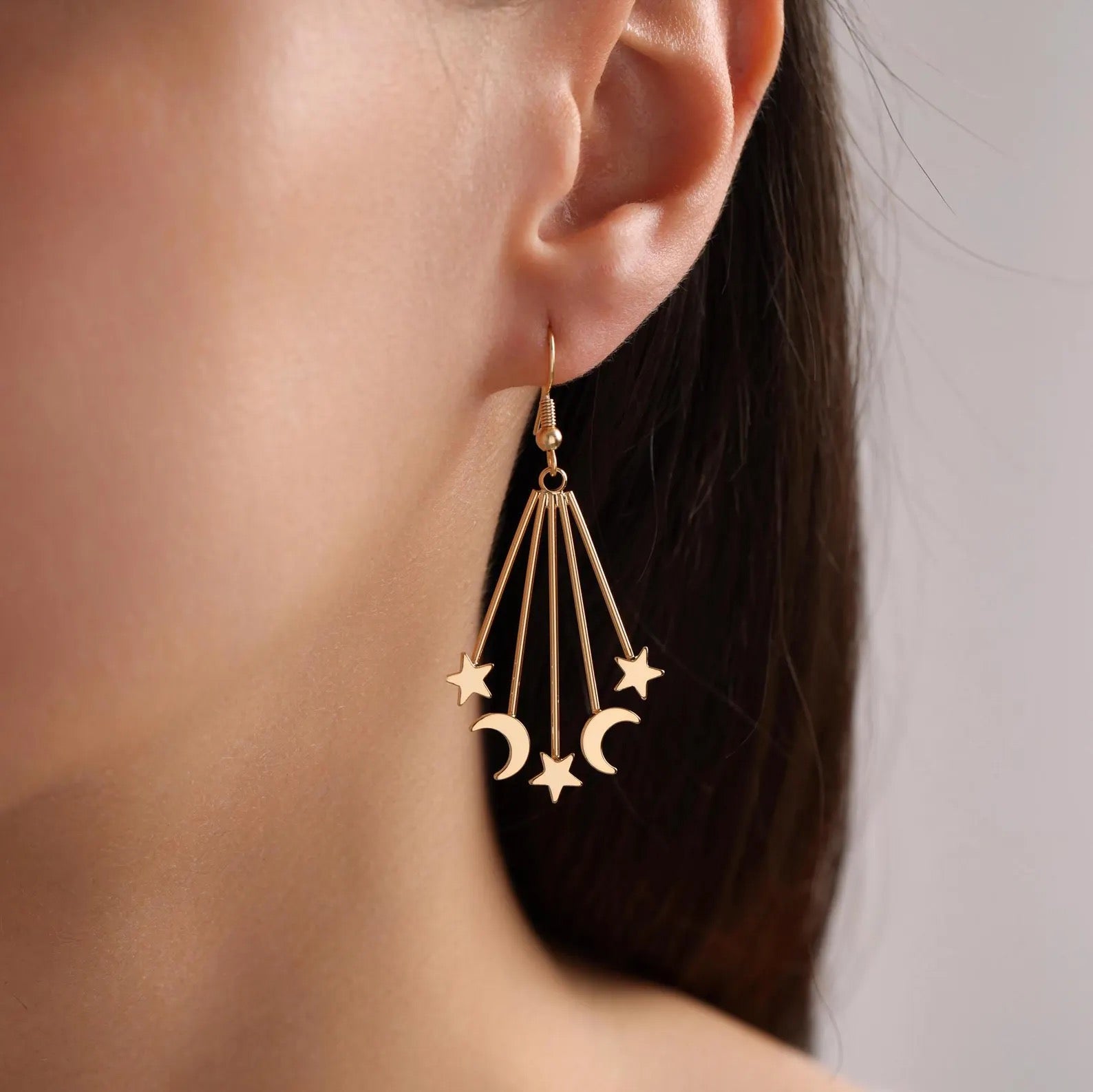 Plated Moon with Star Earrings