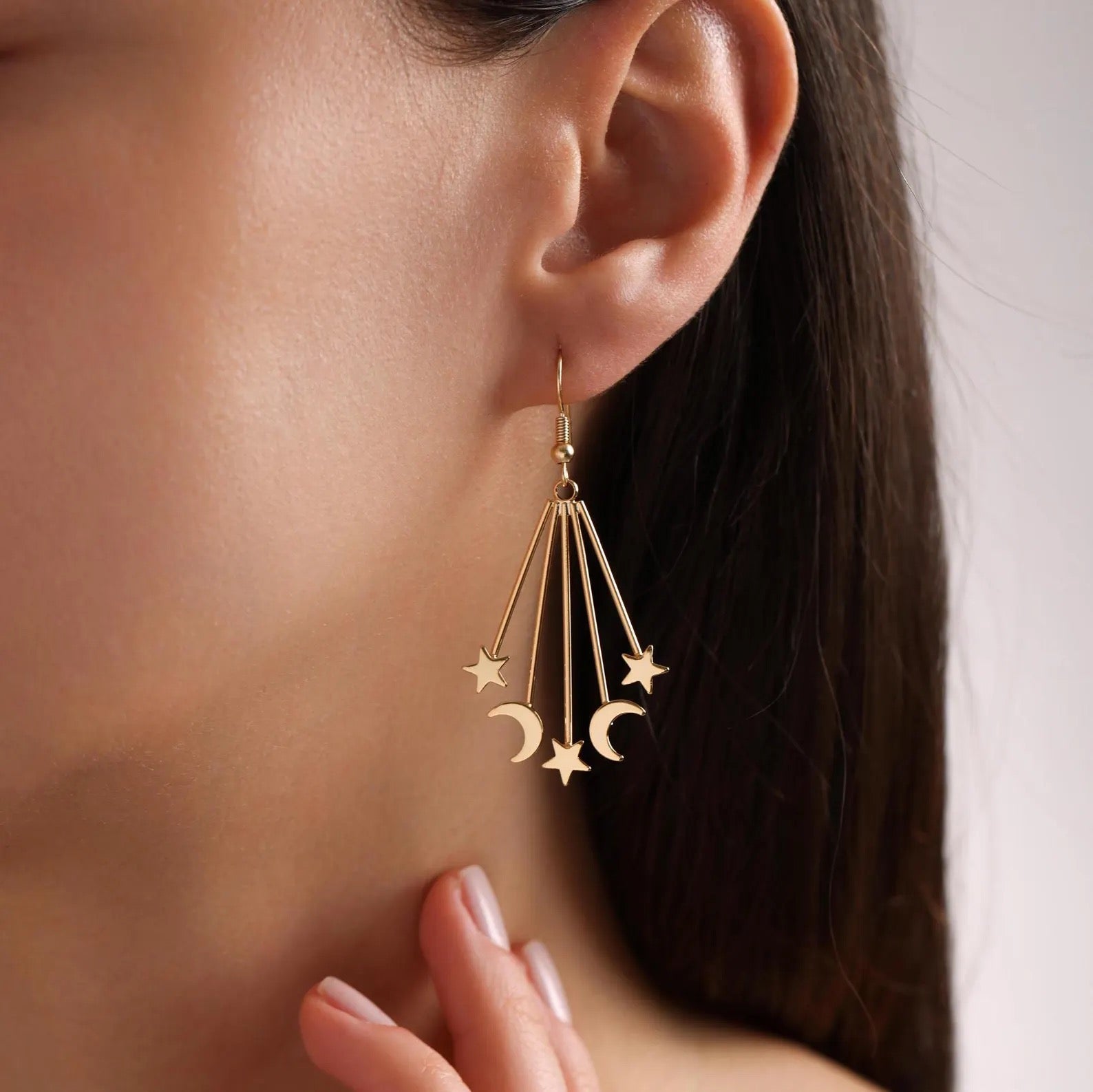 Plated Moon with Star Earrings