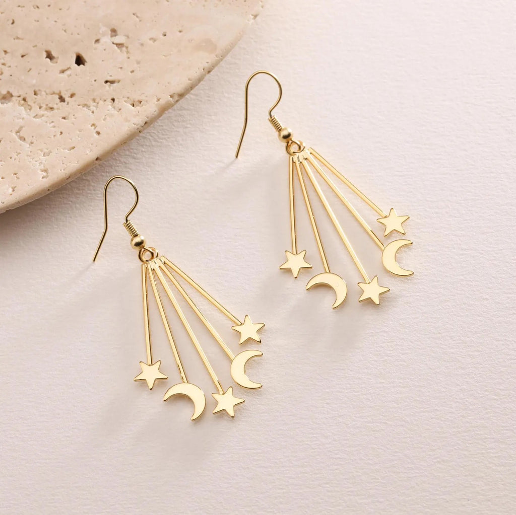 Plated Moon with Star Earrings