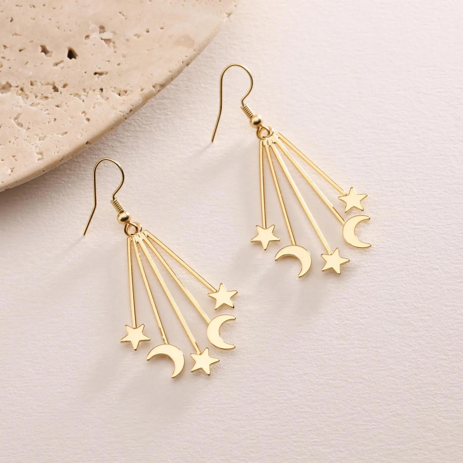 Plated Moon with Star Earrings