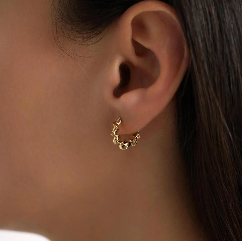 Twisted Spiral Huggie Hoop Earrings