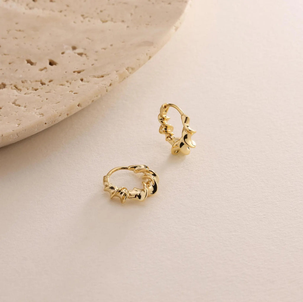 Twisted Spiral Huggie Hoop Earrings