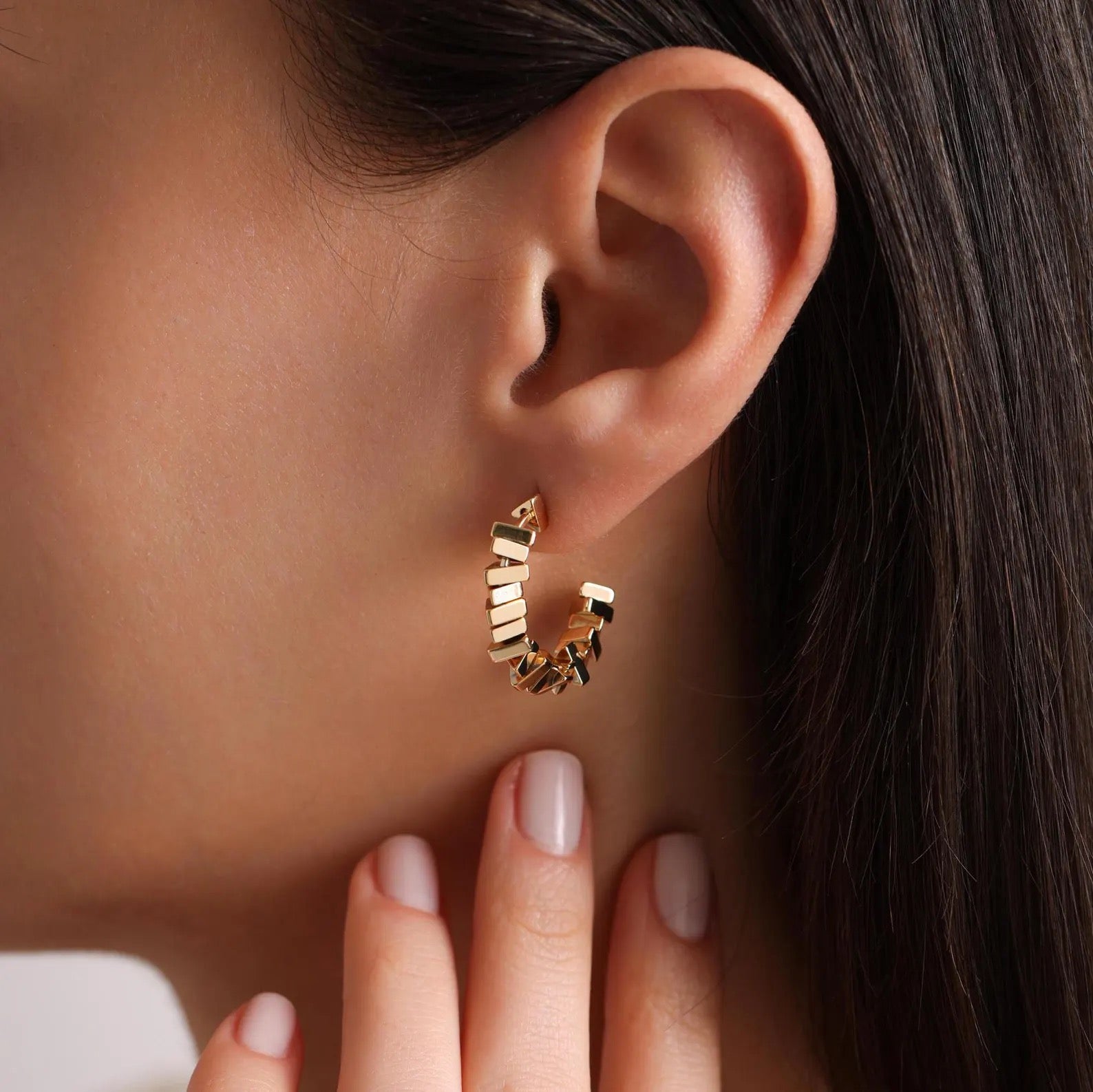 Triangle Beaded Hoop Earrings