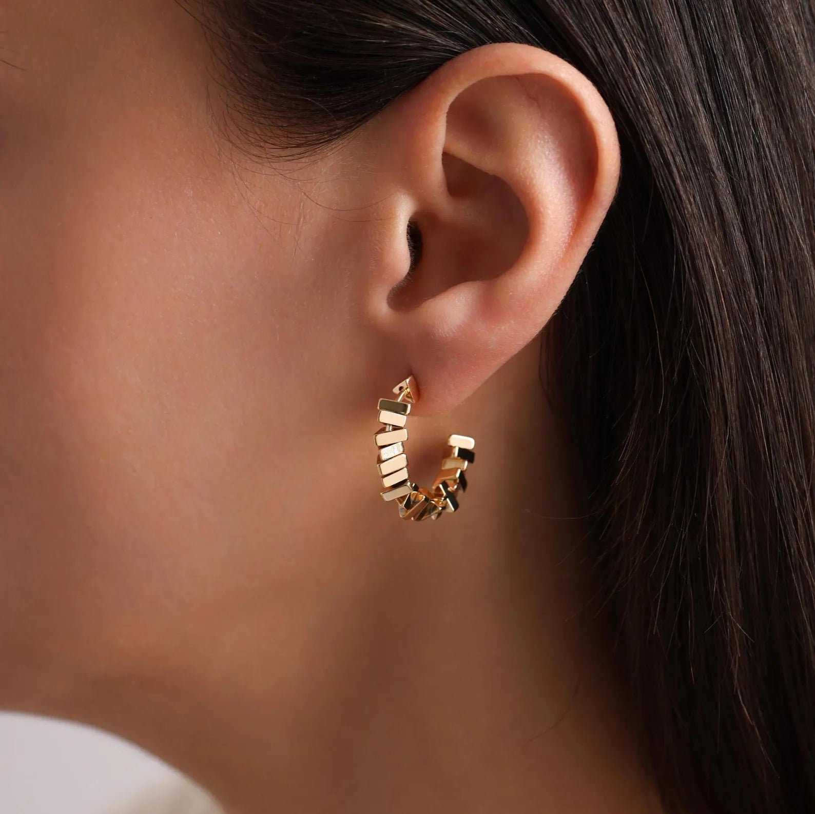 Triangle Beaded Hoop Earrings