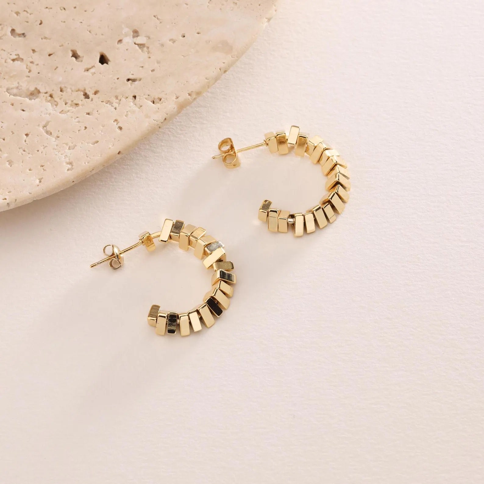 Triangle Beaded Hoop Earrings