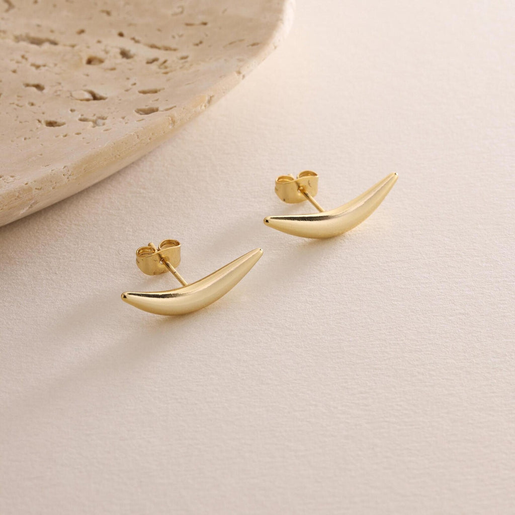 Curved Bar Stud Earrings