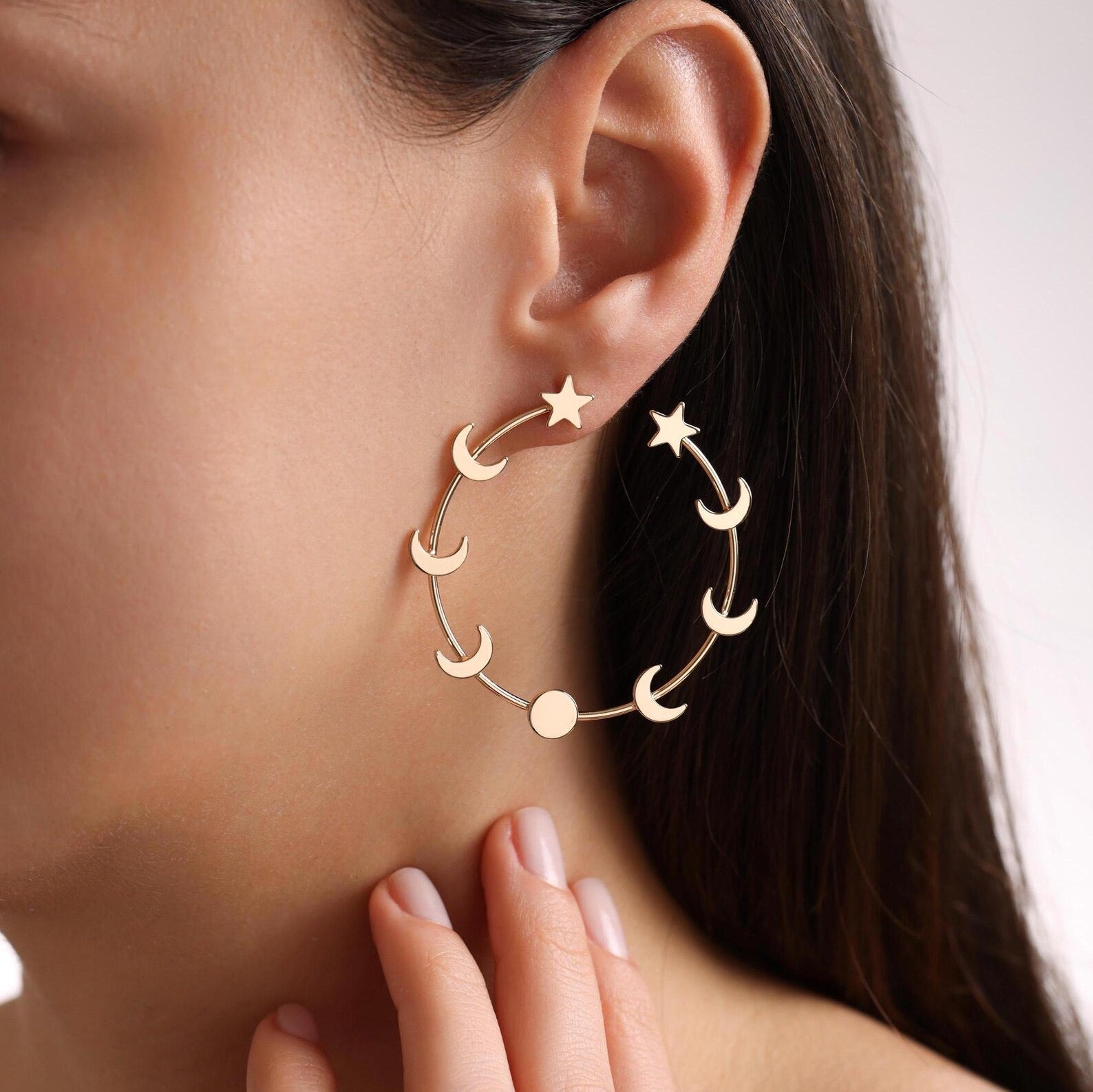 Moon Phase Hoop Earrings