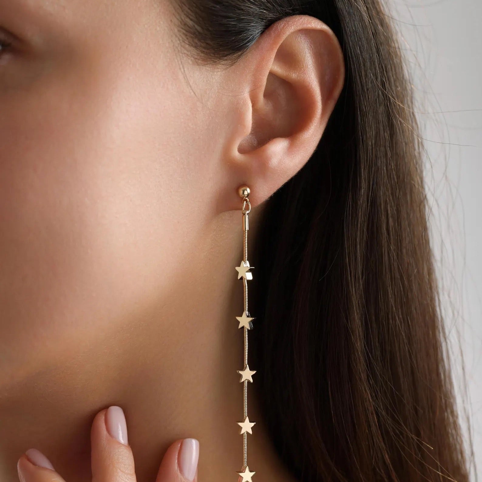 Long Chain Star Earrings