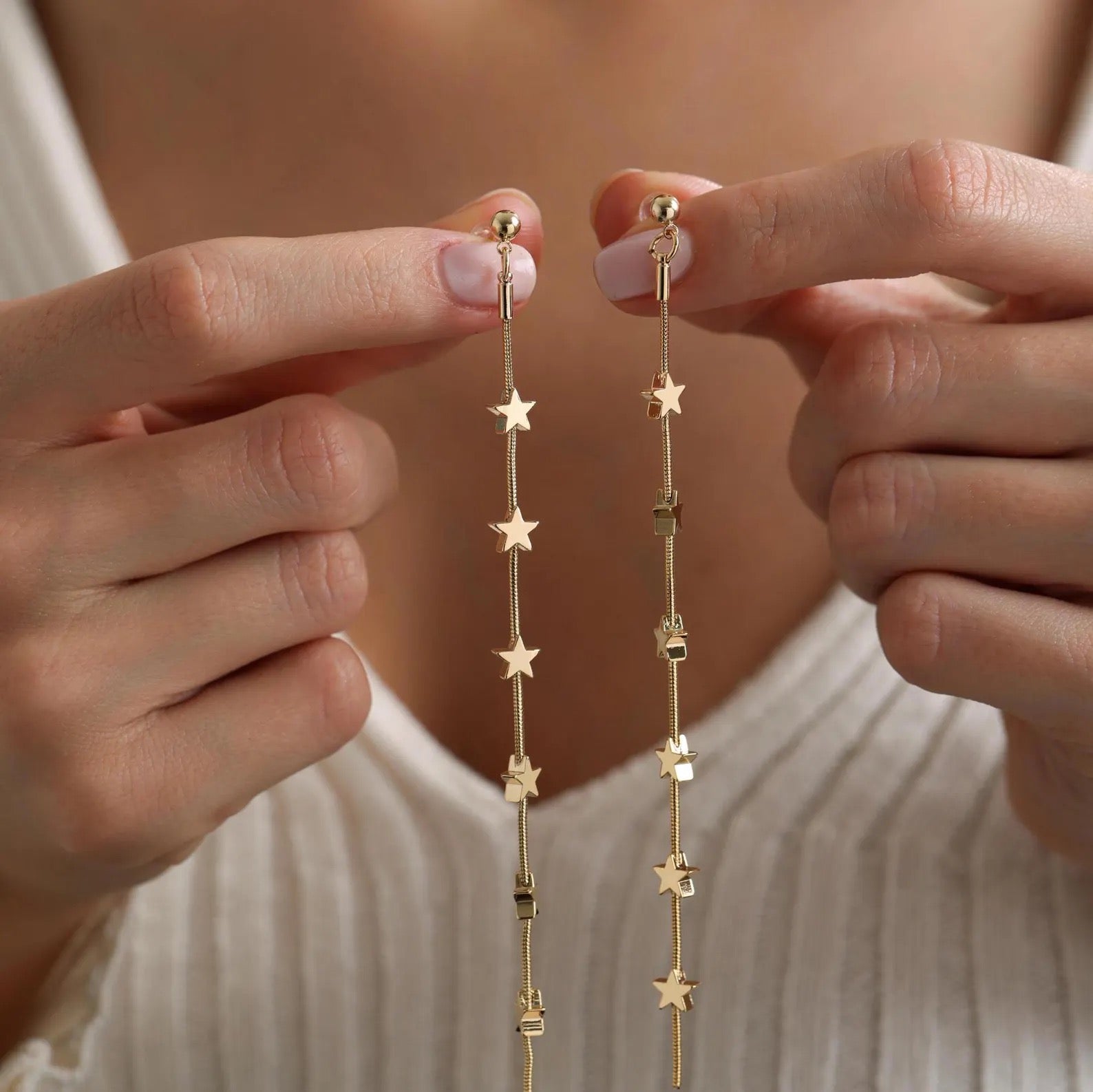 Long Chain Star Earrings