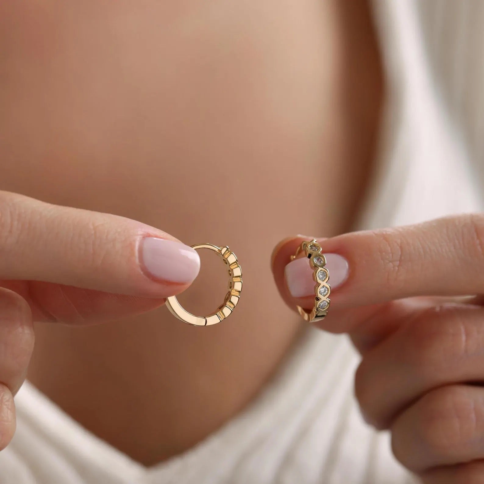 Honeycomb Pave Huggie Hoop Earrings