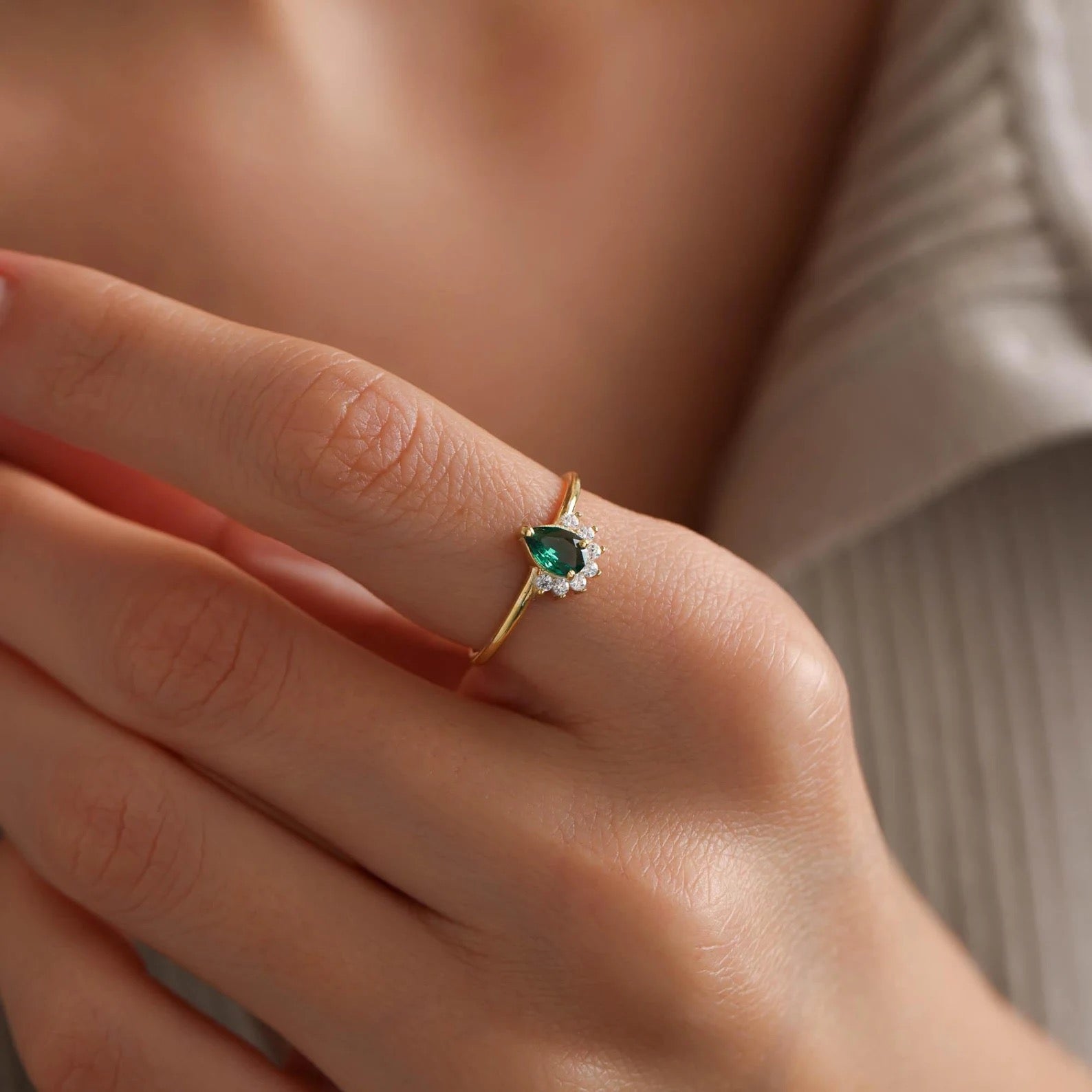 Teardrop Halo Ring