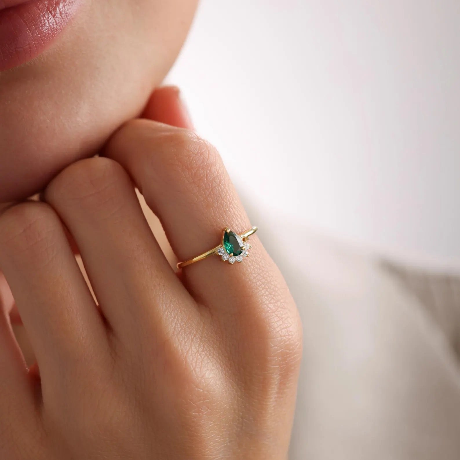 Teardrop Halo Ring