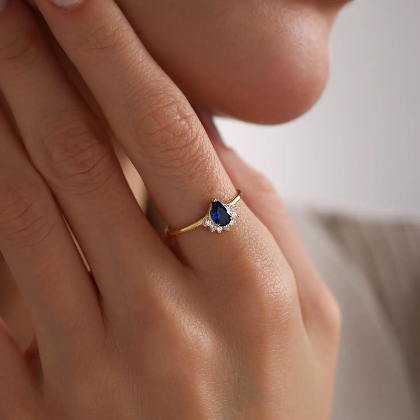 Teardrop Halo Ring