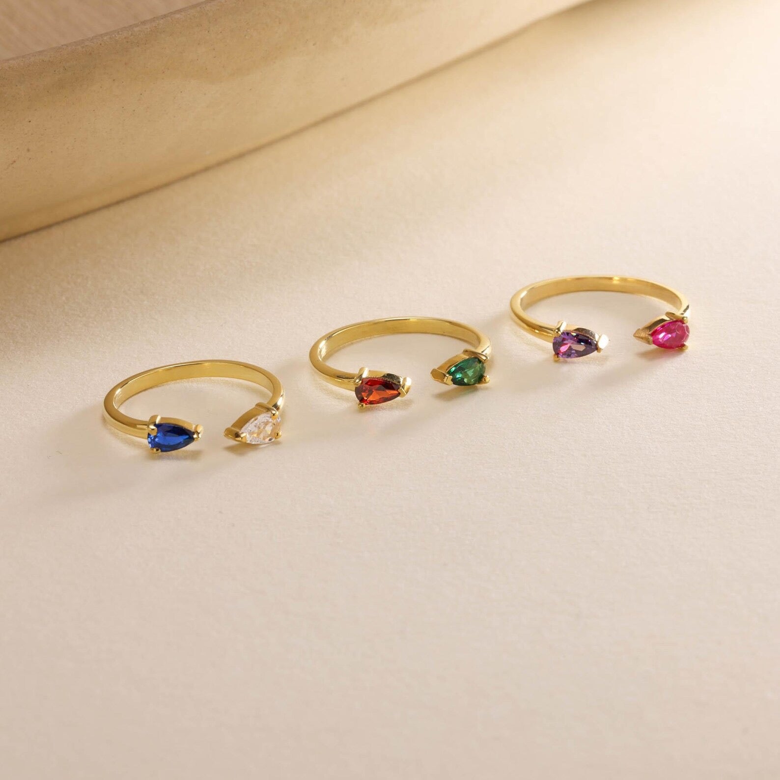 Dual Teardrop Birthstone Ring
