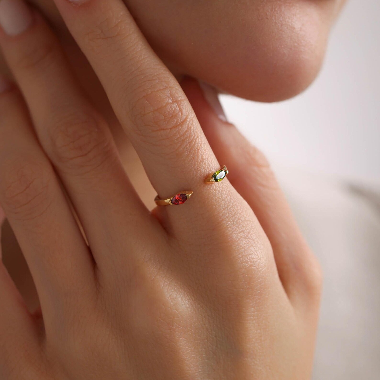 Dual Teardrop Birthstone Ring