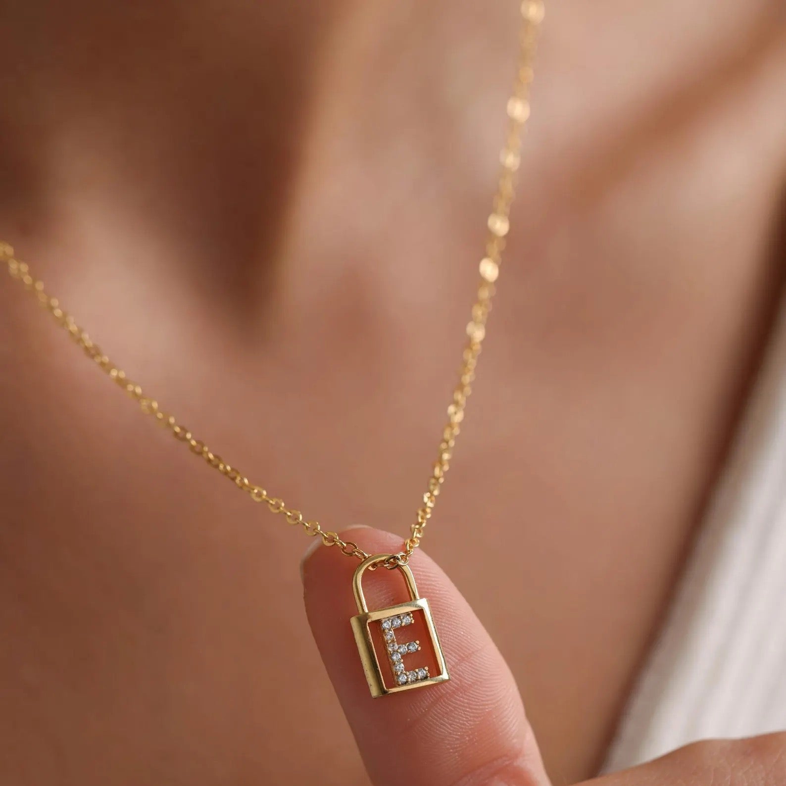 Initial Padlock Necklace