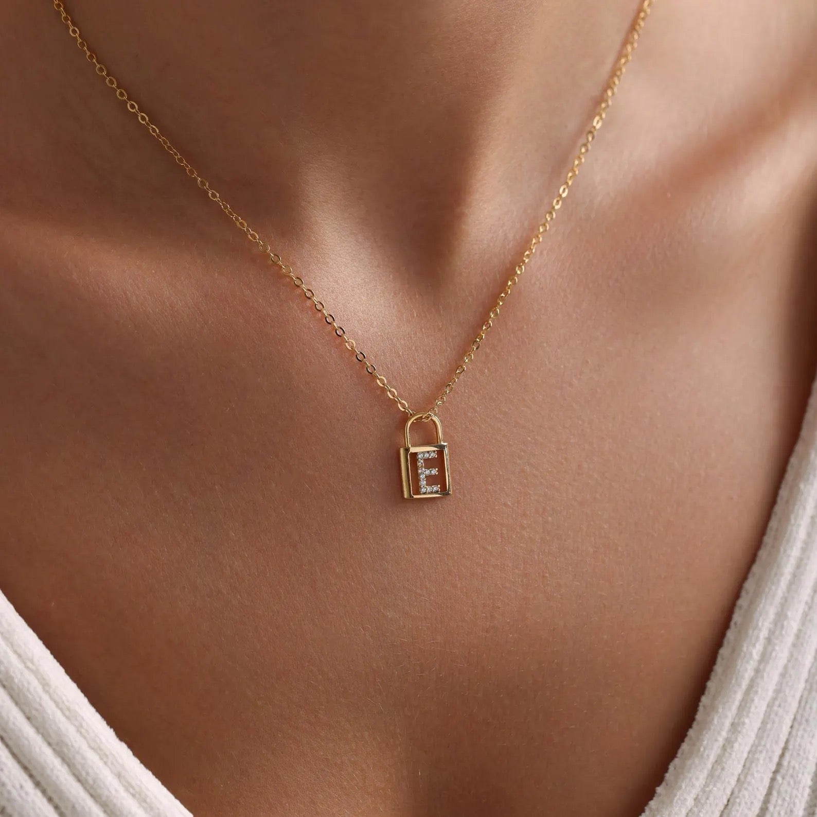 Initial Padlock Necklace